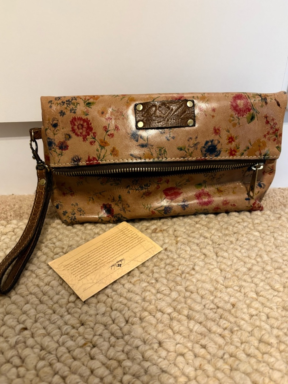 Patricia Nash floral leather bag with wristlet strap